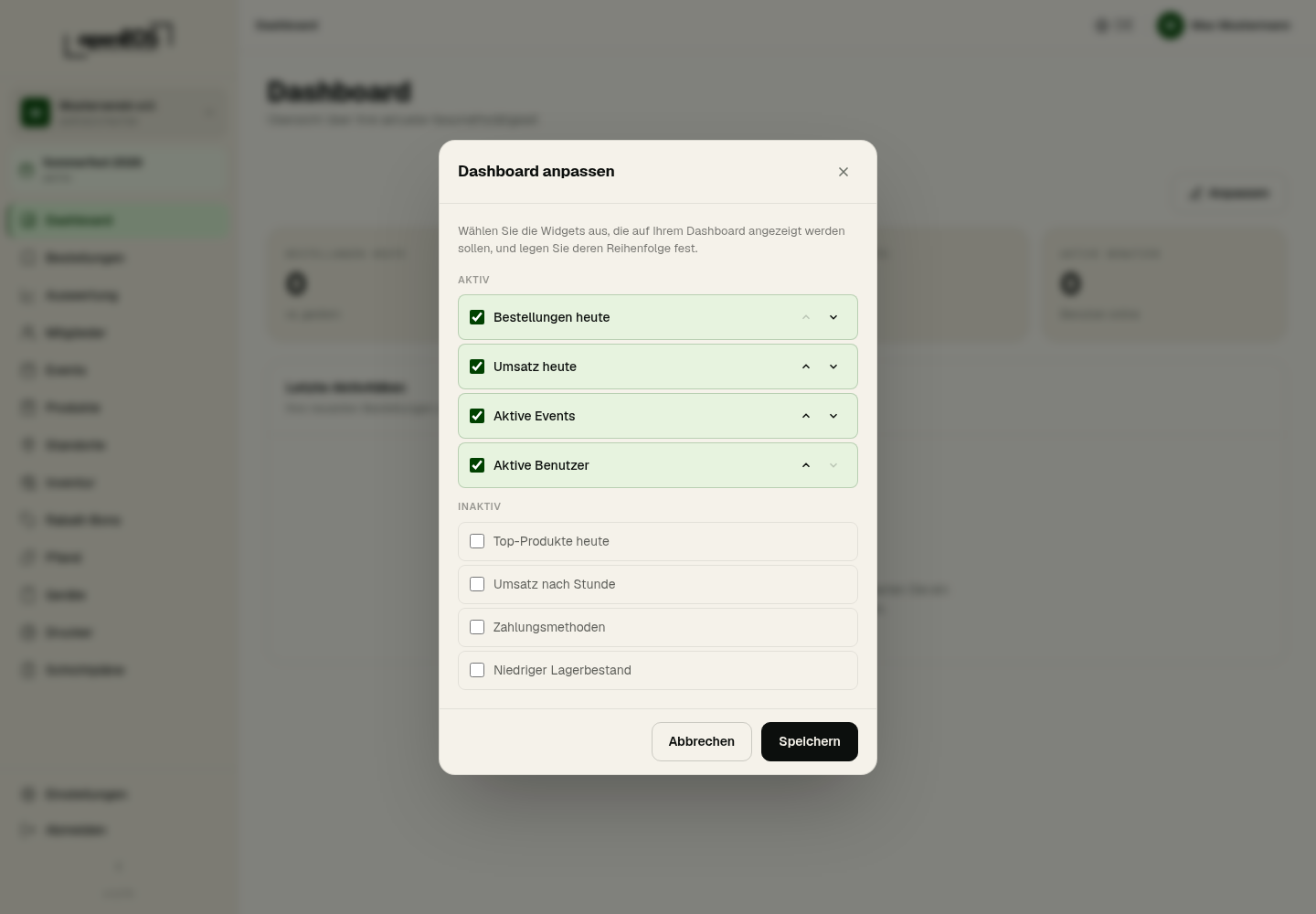 Dashboard anpassen