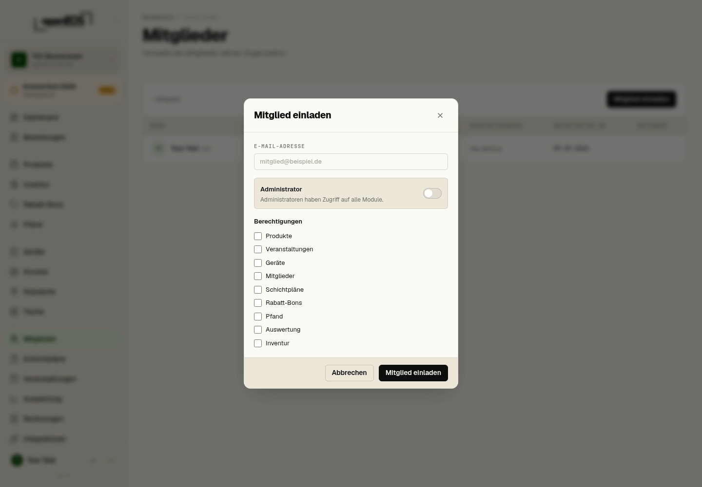 Mitglied einladen
