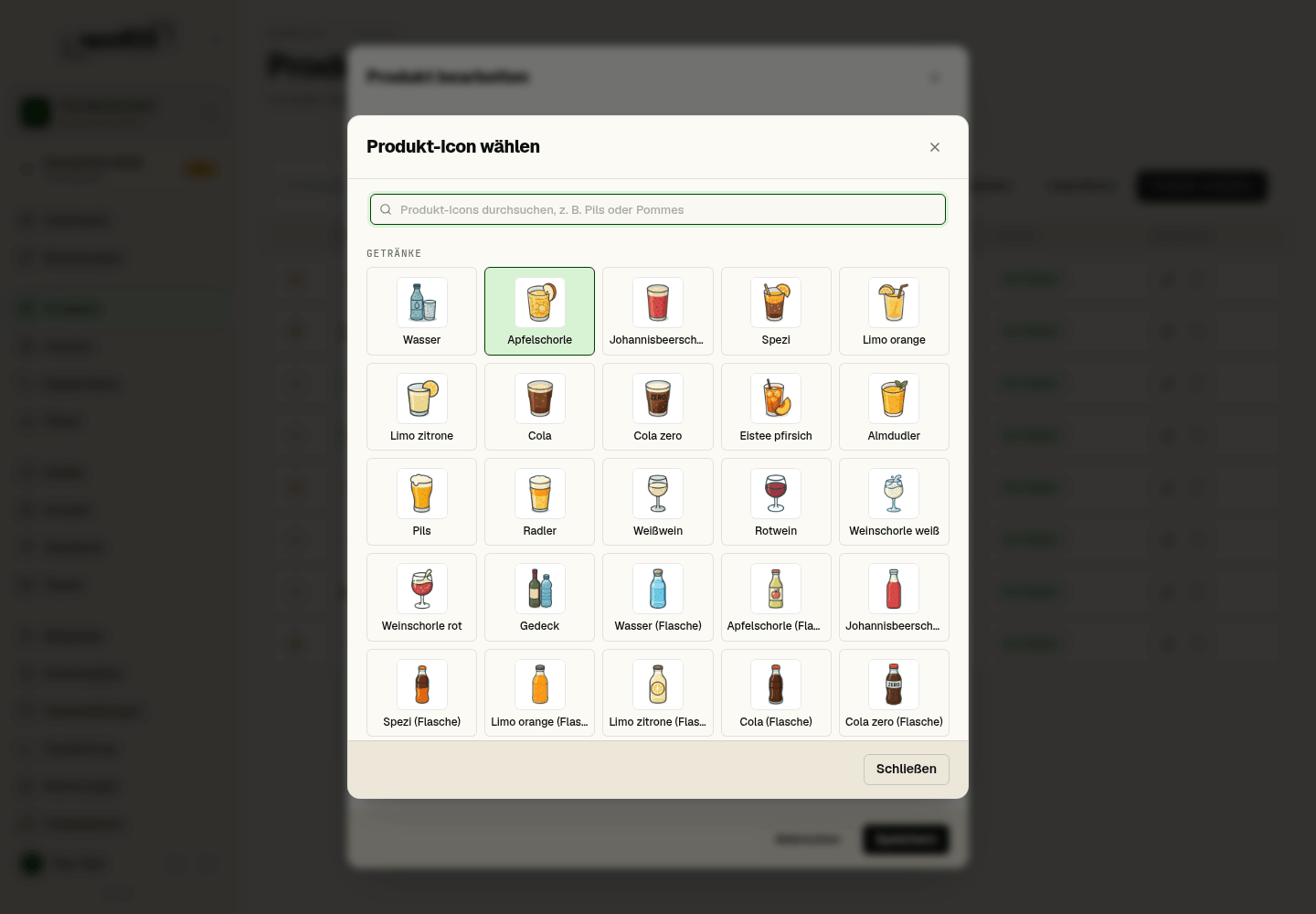 Auswahl der Produkt-Icons