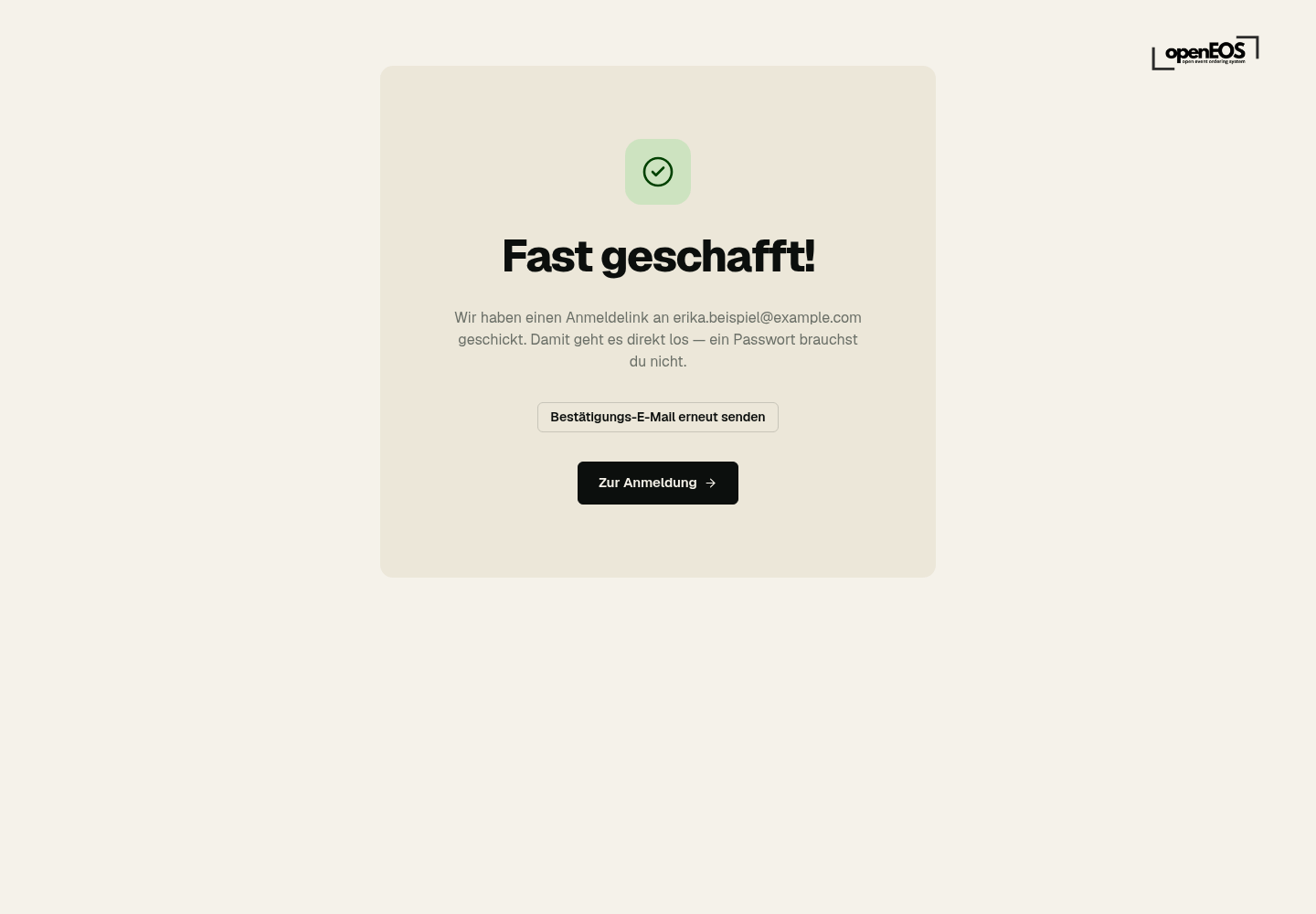 Konto erstellt – E-Mail-Bestätigung