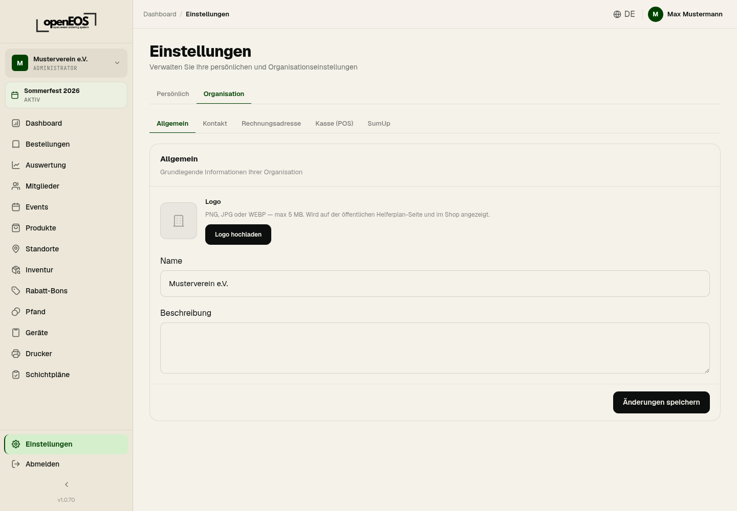 Organisationseinstellungen