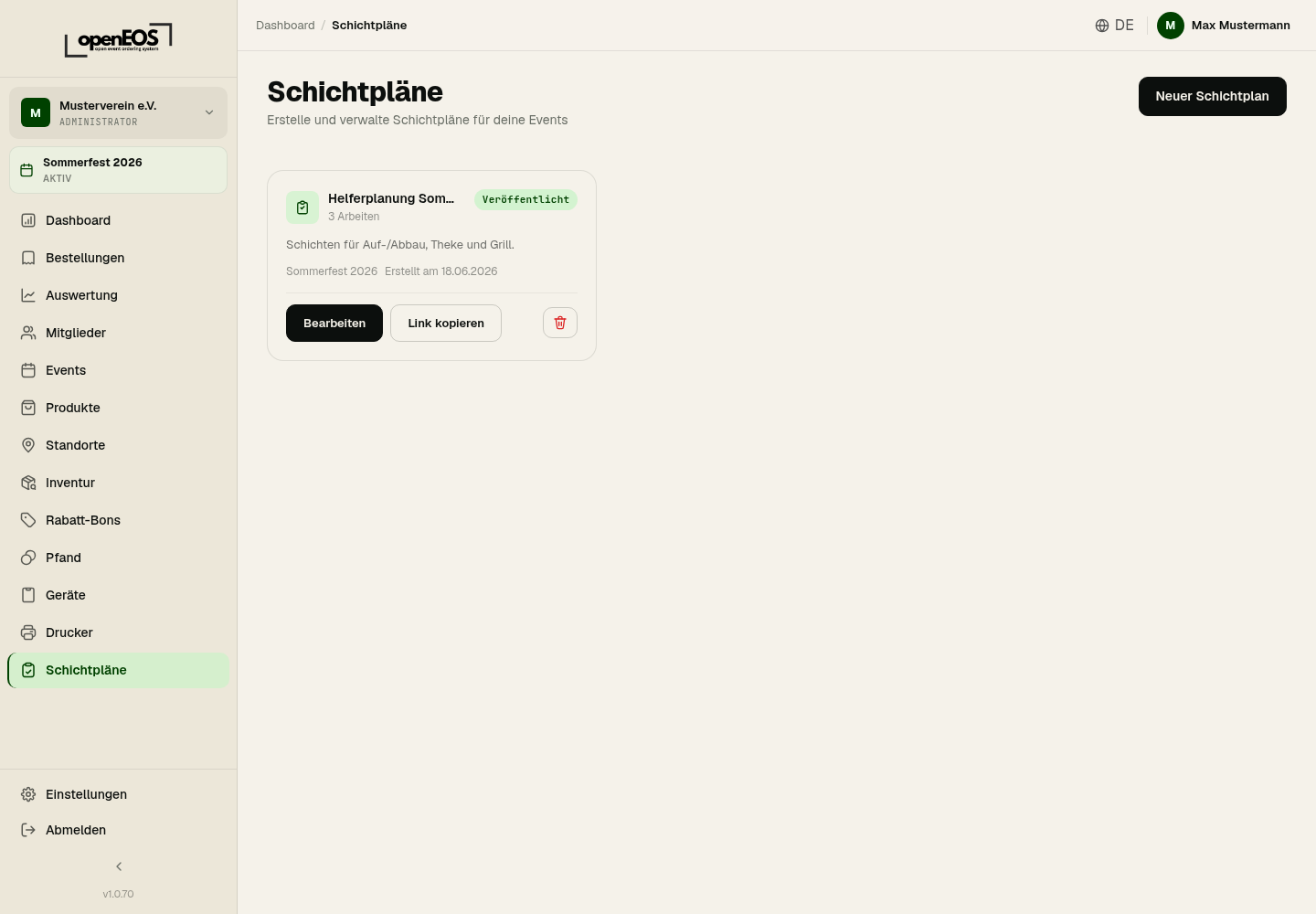 Schichtpläne-Übersicht