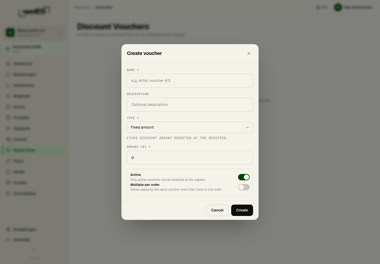Create discount voucher