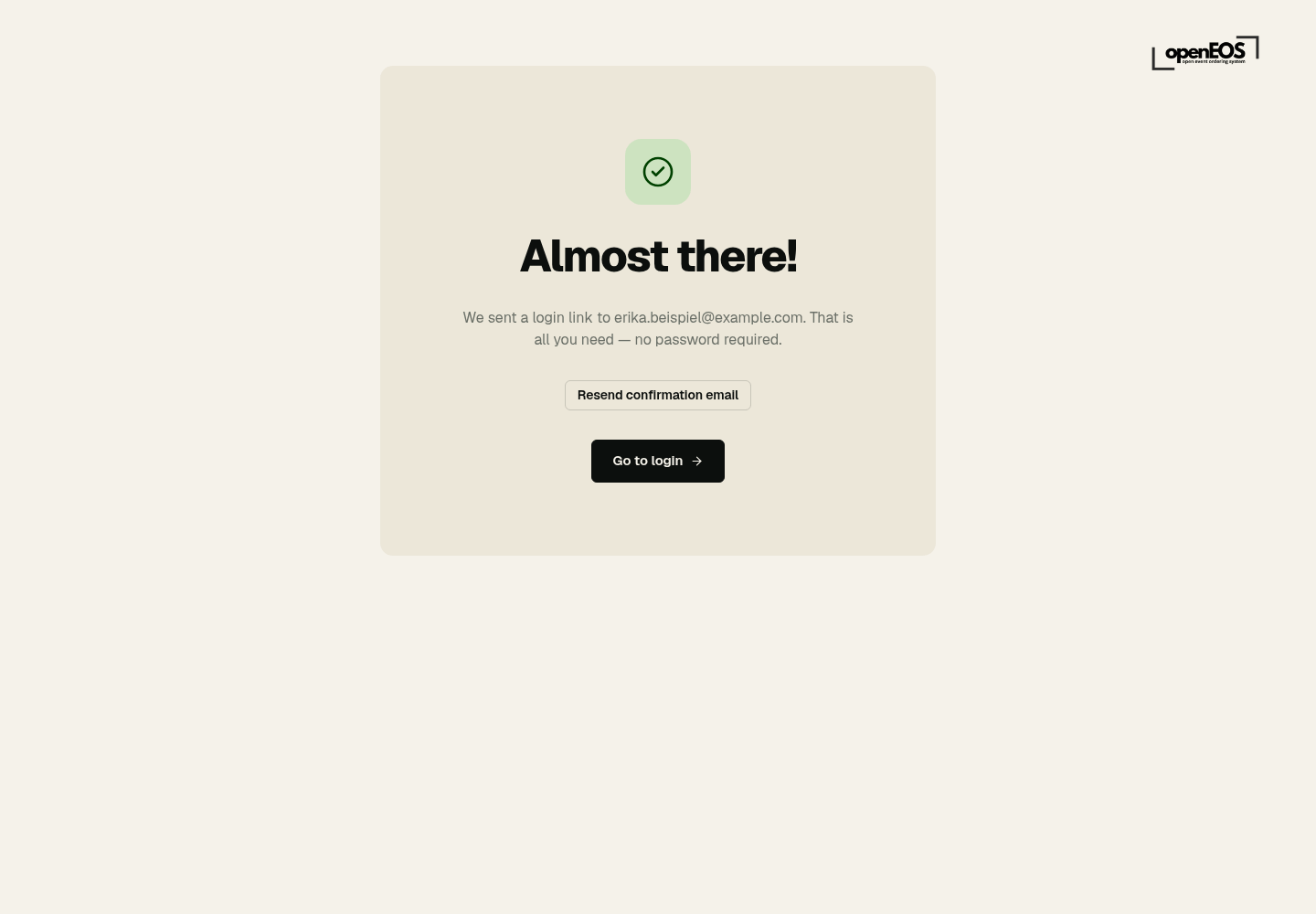 Account created – email confirmation