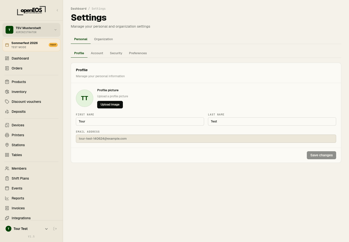 Settings – Profile