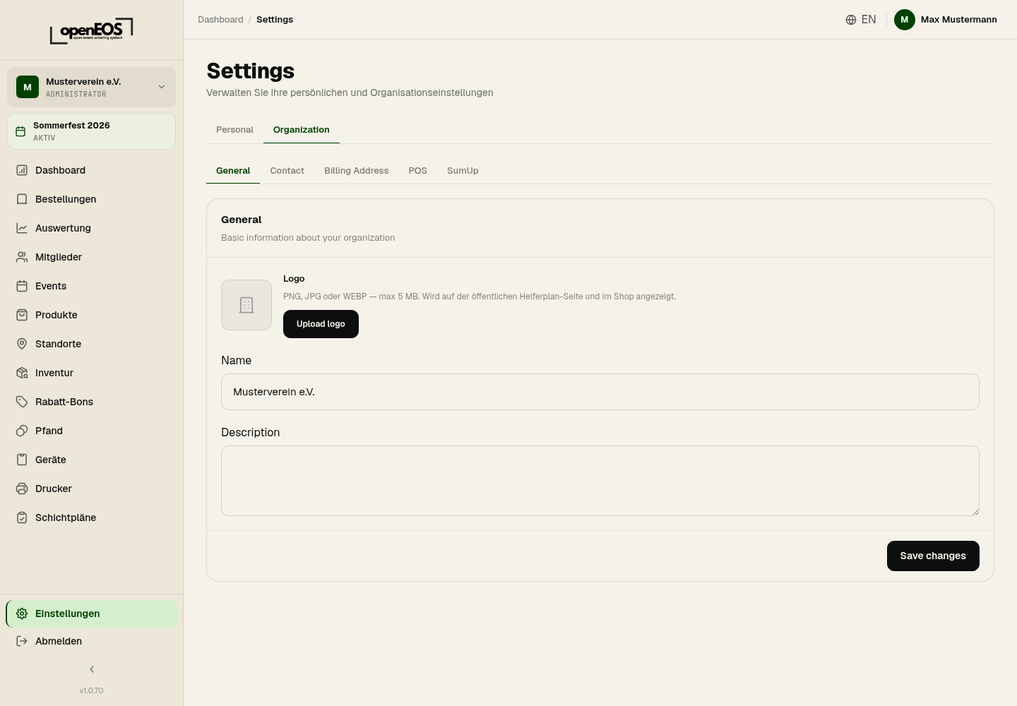 Organisation settings