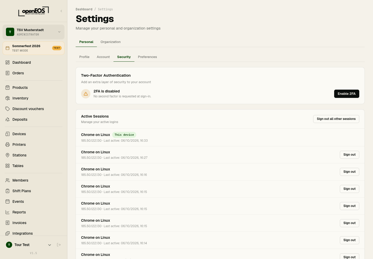 Settings – Security