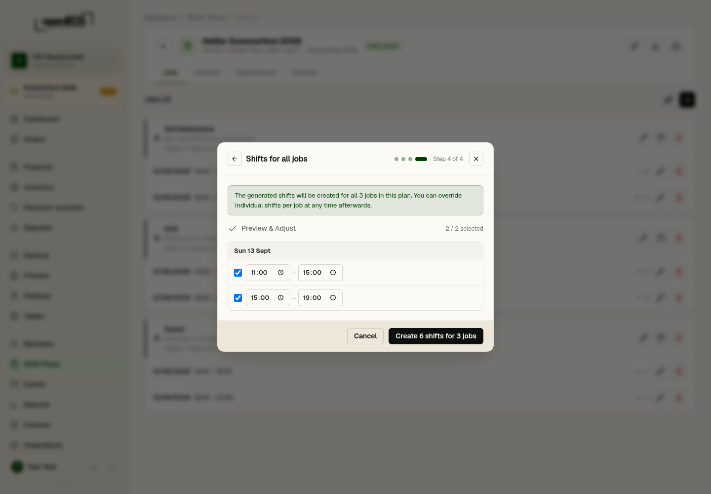 Shift generator: preview