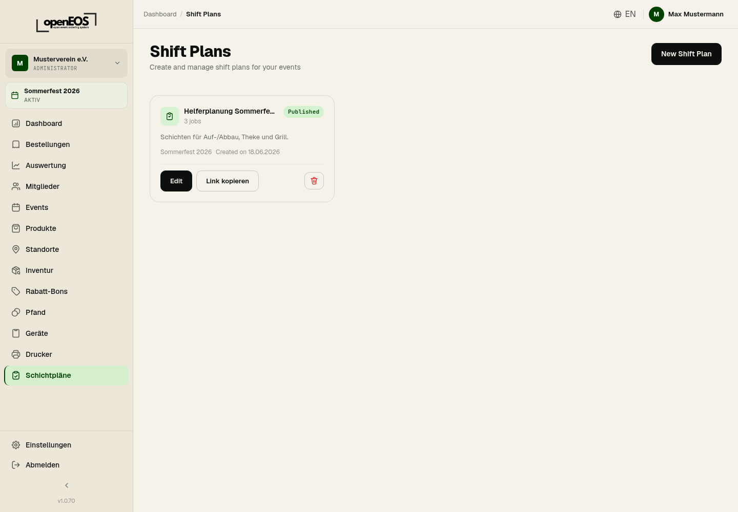 Shift plans overview