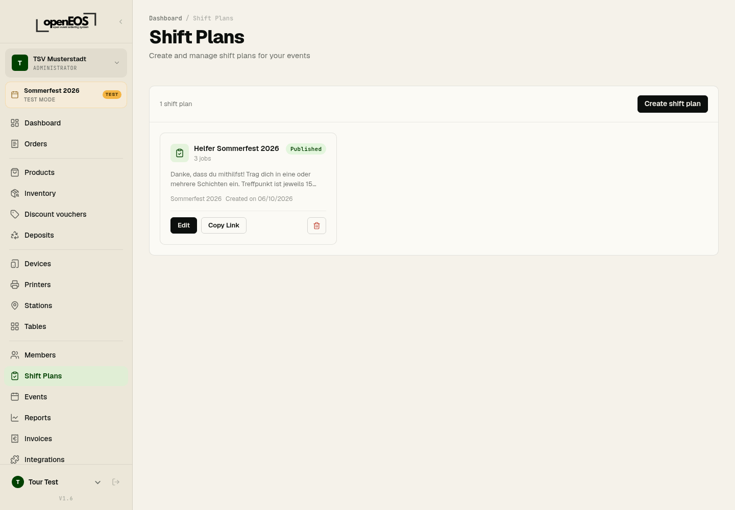 Shift plans overview